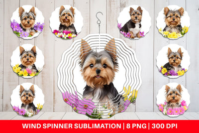 Wind Spinner Dog Spring Flowers Sublimation artnoy 