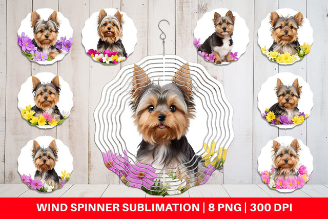Wind Spinner Dog Spring Flowers Sublimation artnoy 
