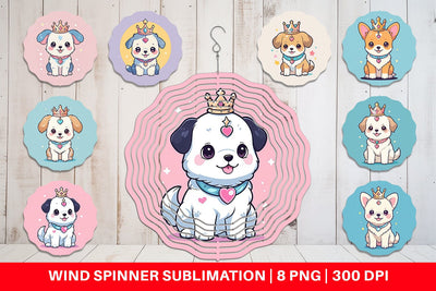 Wind Spinner Dog Wearing Crown Sublimation artnoy 