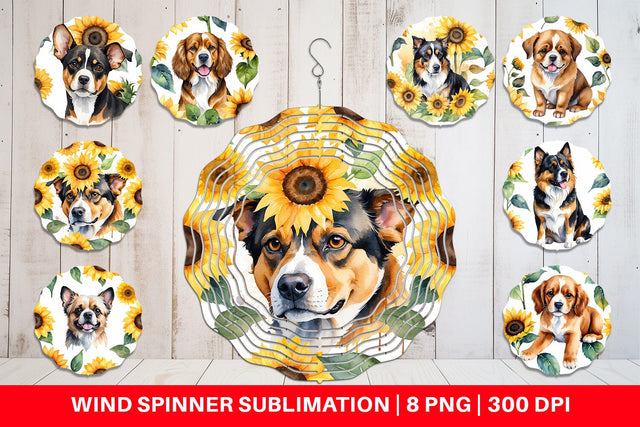 Wind Spinner Dog With Sunflowers Sublimation artnoy 