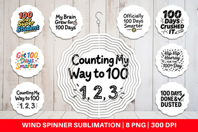 Wind Spinner Doodle Marker 100 Days of School Sublimation artnoy 