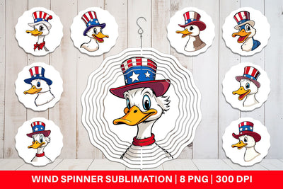 Wind Spinner Duck Patriotic Sublimation artnoy 