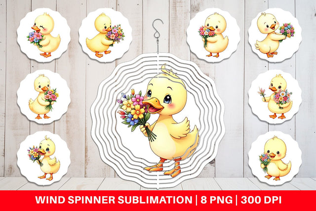 Wind Spinner Duck Spring Bouquet Sublimation artnoy 