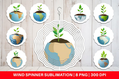 Wind Spinner Earth with a Seedling Sublimation artnoy 