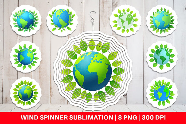 Wind Spinner Earth with Leaves Sublimation artnoy 