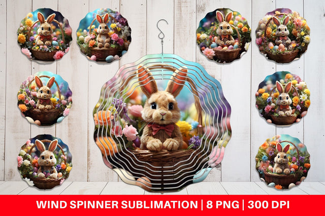 Wind Spinner Easter Bunny with Flowers Sublimation artnoy 