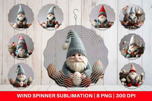 Wind Spinner Easter Gnome Embroidery Sublimation artnoy 