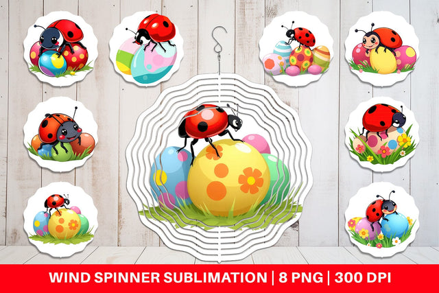 Wind Spinner Easter Ladybug Sublimation artnoy 