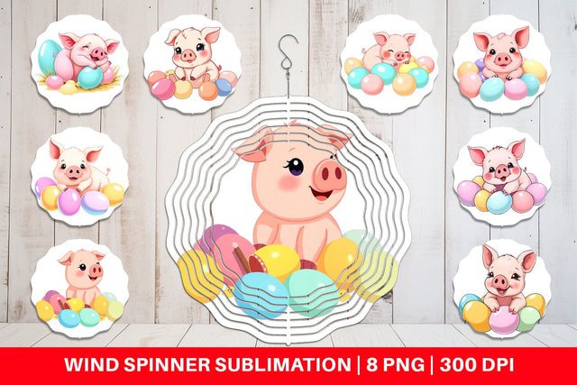 Wind Spinner Easter Pig Sublimation artnoy 
