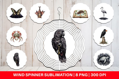 Wind Spinner Eerie Gothic Island Wildlife Watercolor Sublimation artnoy 