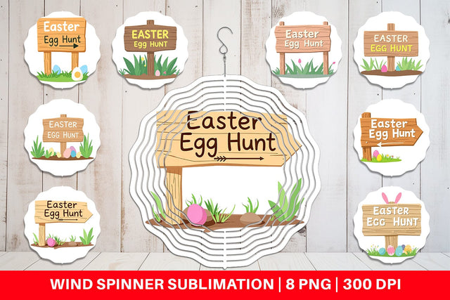 Wind Spinner Egg Hunt Sign Sublimation artnoy 