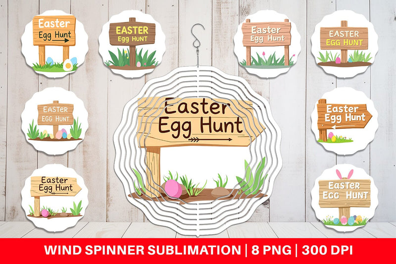 Wind Spinner Egg Hunt Sign Sublimation artnoy 