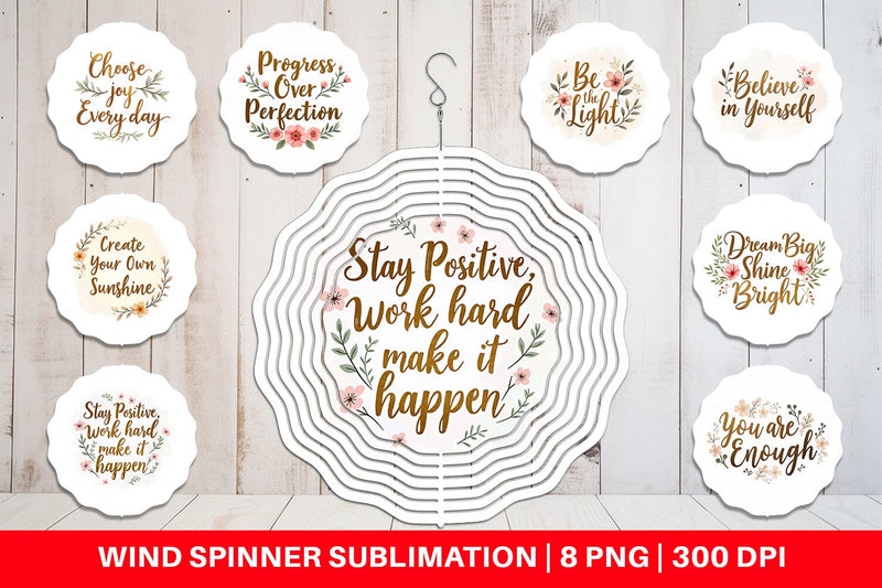 Wind Spinner Elegant Gold Motivational Quotes Sublimation artnoy 