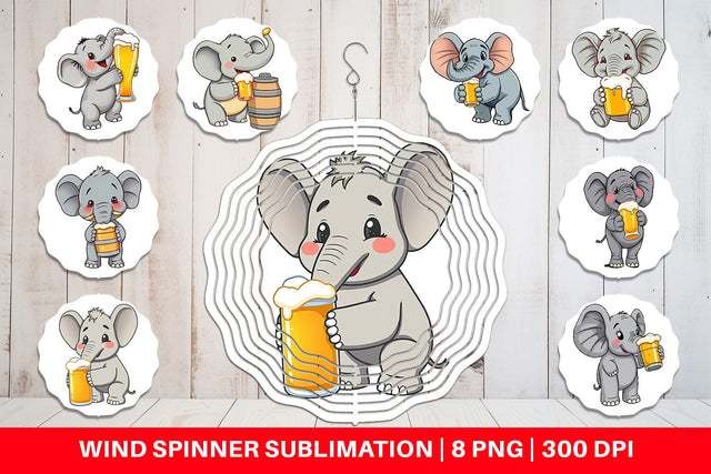 Wind Spinner Elephant Beer Day Sublimation artnoy 