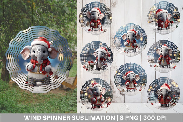 Wind Spinner Elephant Christmas Sublimation artnoy 