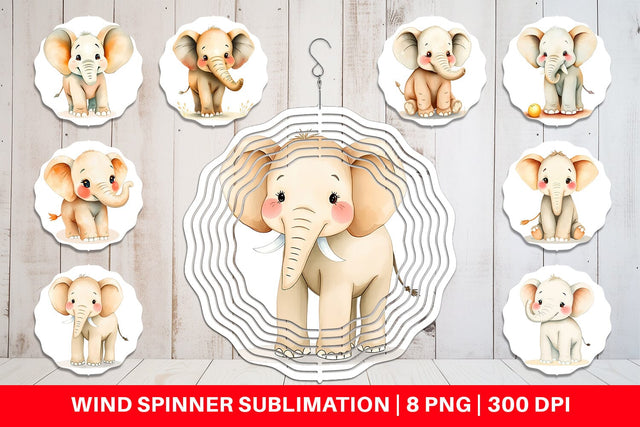 Wind Spinner Elephant Wildlife Sublimation artnoy 