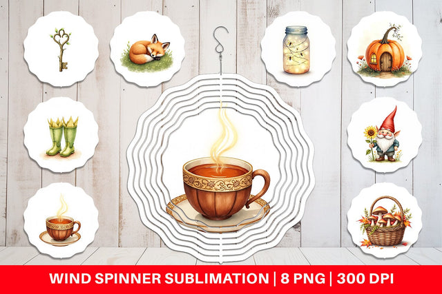 Wind Spinner Enchanted Fall Cottagecore Sublimation artnoy 