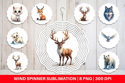 Wind Spinner Enchanted Winter Forest & Arctic Friends Sublimation artnoy 