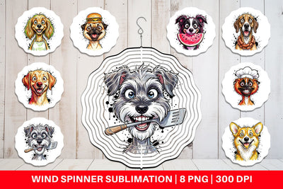 Wind Spinner Enthusiastic BBQ Dog Watercolor Sublimation artnoy 