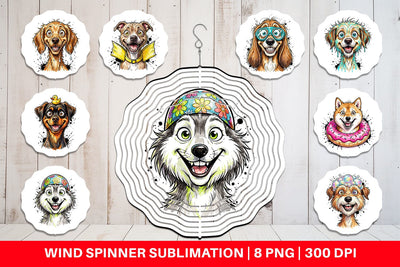 Wind Spinner Enthusiastic Wet Dog Pool Party Sublimation artnoy 