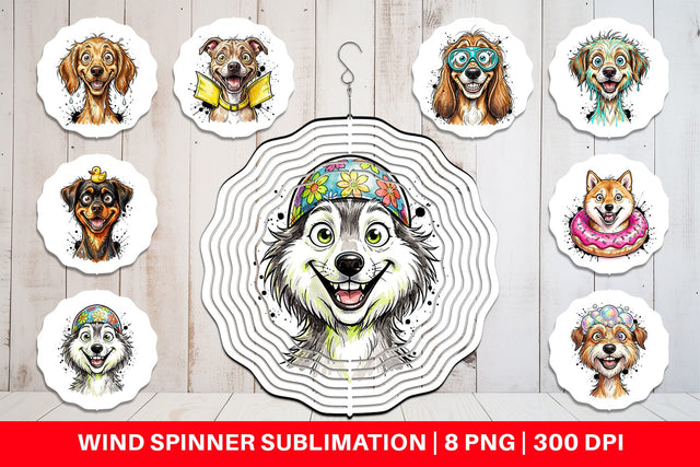Wind Spinner Enthusiastic Wet Dog Pool Party Sublimation artnoy 