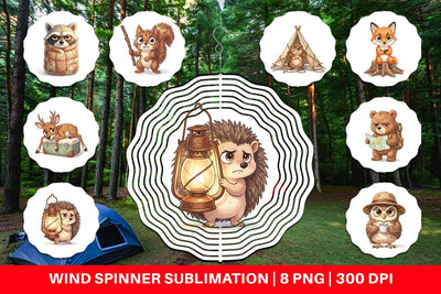 Wind Spinner Exhausted Hiker Animal Watercolor SVG artnoy 