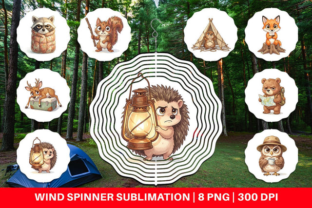 Wind Spinner Exhausted Hiker Animal Watercolor SVG artnoy 