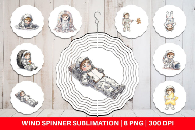 Wind Spinner Exhausted Kid Astronaut Space Burnout Sublimation artnoy 
