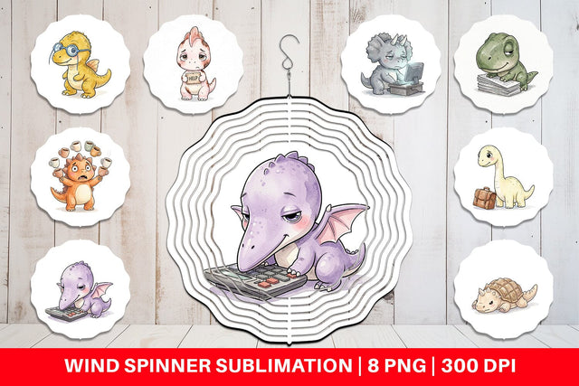 Wind Spinner Exhausted Office Dinosaur Sublimation artnoy 