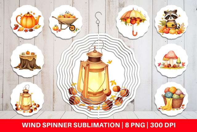 Wind Spinner Fall Watercolor Set Sublimation artnoy 