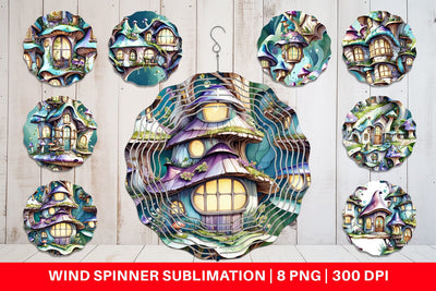 Wind Spinner Fantasy House Pattern Sublimation artnoy 