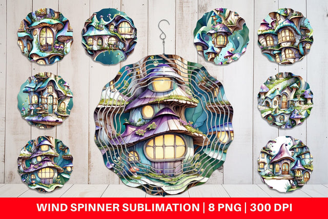 Wind Spinner Fantasy House Pattern Sublimation artnoy 