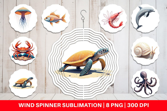 Wind Spinner Fantasy Sea Creatures Sublimation artnoy 