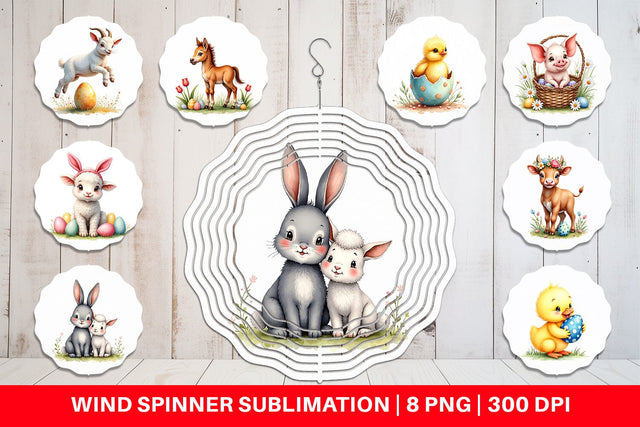Wind Spinner Farmhouse Baby Animals Sublimation artnoy 