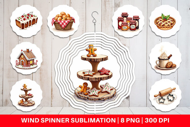 Wind Spinner Farmhouse Christmas Kitchen Watercolor Sublimation artnoy 