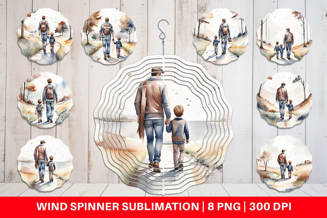 Wind Spinner Father Day Watercolor Sublimation artnoy 
