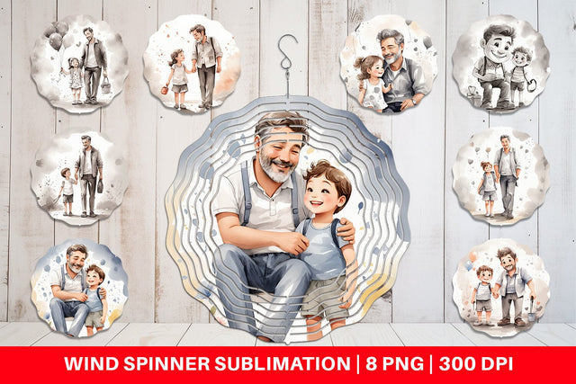 Wind Spinner Father's Day Watercolor Sublimation artnoy 