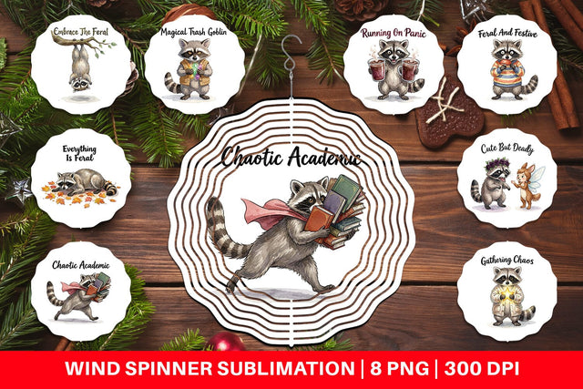 Wind Spinner Feral Raccoon Chaotic Whimsigoth Sublimation artnoy 