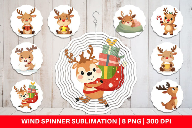 Wind Spinner Festive Baby Rudolf Sublimation artnoy 