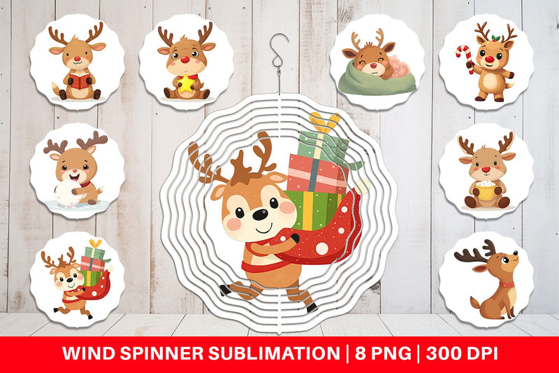 Wind Spinner Festive Baby Rudolf Sublimation artnoy 