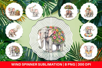 Wind Spinner Festive Carnival Elephant Watercolor Sublimation artnoy 