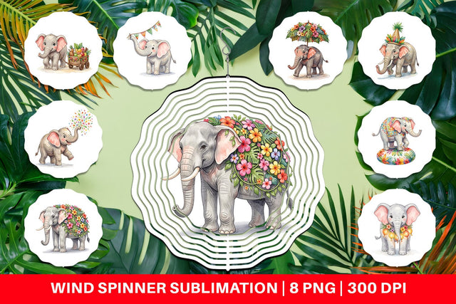 Wind Spinner Festive Carnival Elephant Watercolor Sublimation artnoy 