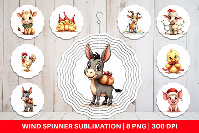 Wind Spinner Festive Farmhouse Friends Vintage Christmas Sublimation artnoy 