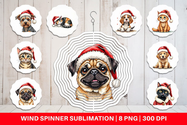 Wind Spinner Festive Furry Friends Sublimation artnoy 
