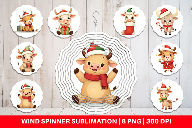 Wind Spinner Festive Highland Calf Sublimation artnoy 