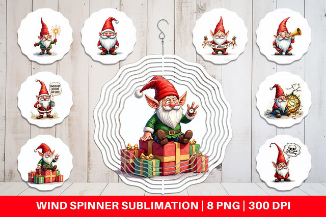 Wind Spinner Festively Jaded: Cynical Gnome Sublimation artnoy 