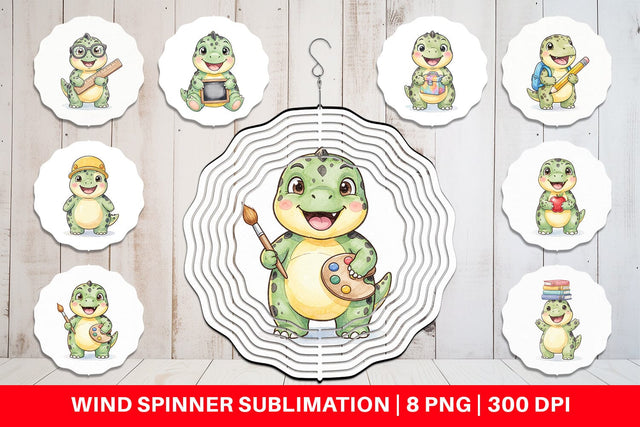 Wind Spinner First Day School Dino Watercolor Sublimation artnoy 