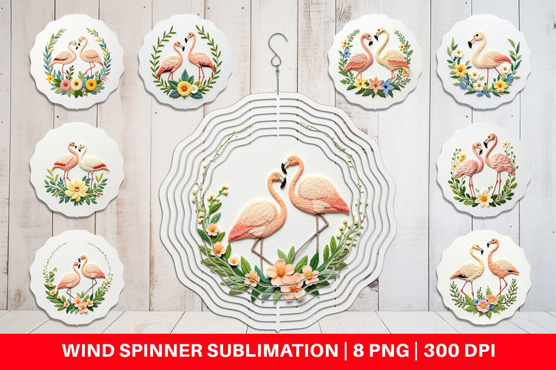 Wind Spinner Flamingo Embroidery Sublimation artnoy 