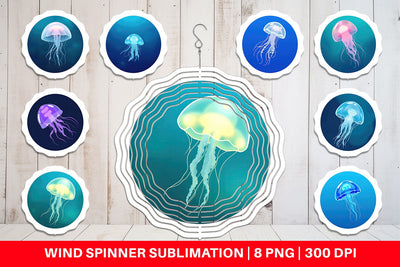 Wind Spinner Floating Jellyfish Sublimation artnoy 