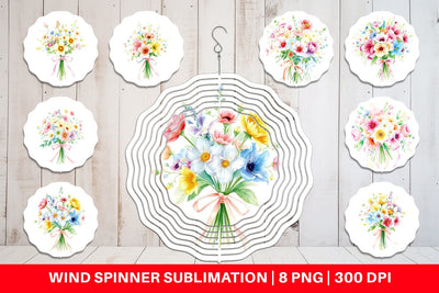 Wind Spinner Floral Bouquets Sublimation artnoy 